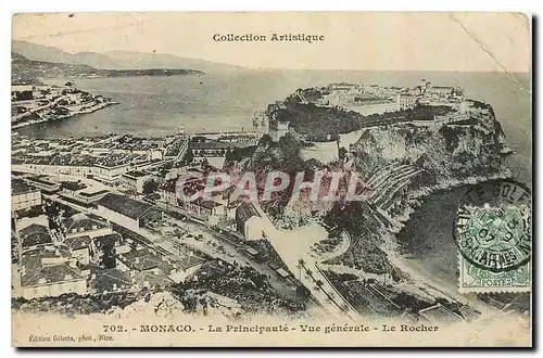 Cartes postales Collection Artistique Monaco La Principaute Vue generale Le Rocher