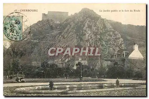 Cartes postales Cherbourg Le Jardin public et le fort du Roule