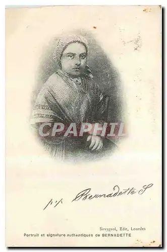 Cartes postales Portrait et Signature authentiques de Bernadette