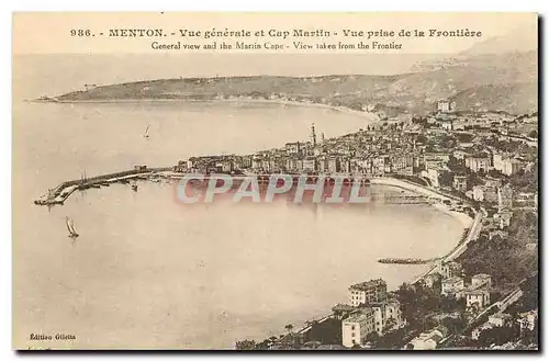 Cartes postales Menton Vue generale et Cap Martin Vue prise de la Frontiere