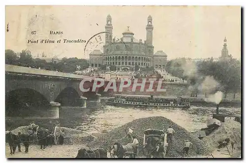 Cartes postales Paris Pont d'Iena et Trocadero (bonne animation)