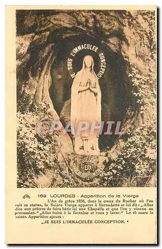 Cartes postales Lourdes Apparition de la Vierge