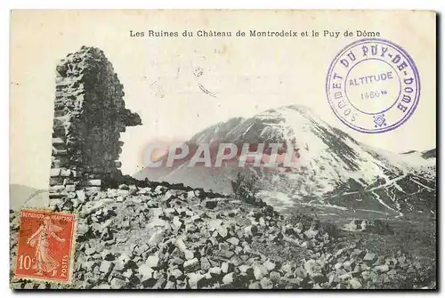 Cartes postales Les Ruines du Chateau de Montrodeix et le Puy de Dome