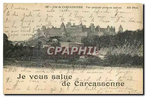 Cartes postales Cite de Carcassonne Vue generale prise au sud-est