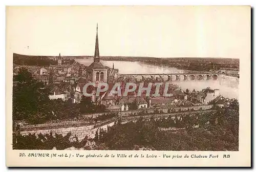 Ansichtskarte AK Saumur M et L Vue generale de la Ville et de la Loire Vue prise du Chateau Fort