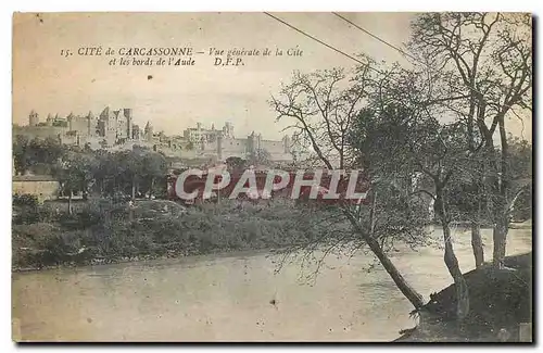 Cartes postales Cite de Carcassonne Vue generale de la Cite et les bords de l'Aude
