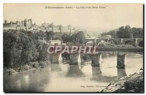 Ansichtskarte AK Carcassonne Aude La Cite et les Deux Ponts