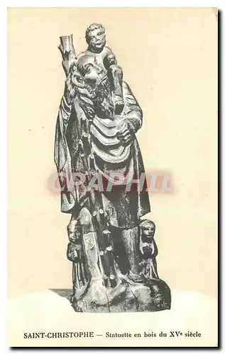 Cartes postales Saint Christophe Statuette en bois