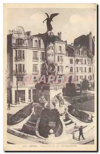 Ansichtskarte AK Reims Place d'Erlon La fontaine Sube