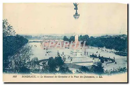 Ansichtskarte AK Bordeaux Le Monument des Girondes et la Place des Quinconces