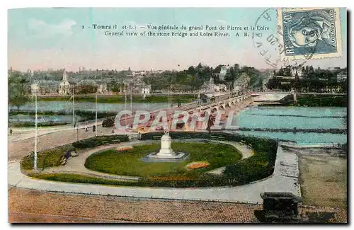 Ansichtskarte AK Tours I et L Vue generale gu grand Pont de Ouarre et la Loire