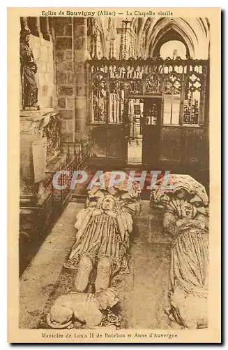 Cartes postales Eglise de Souvigny Allier La Chapelle Vieille Mausolee de Louis II de Bourbon et Anne d'Auvergne