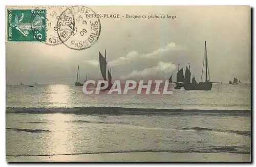 Cartes postales Berck Plage Barques de peche au large