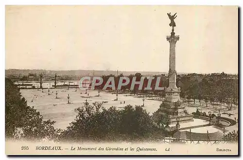 Cartes postales Bordeaux Le Monument des Girondes et les Quinconces