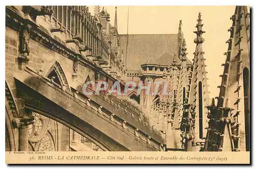 Ansichtskarte AK Reims La Ctahedrale Cote Sud Galerie baute et Ensemble