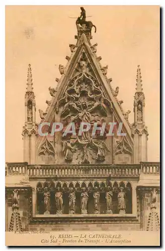 Cartes postales Reims La Cathedrale Cote Sud Fronton du Transept L'Assomption