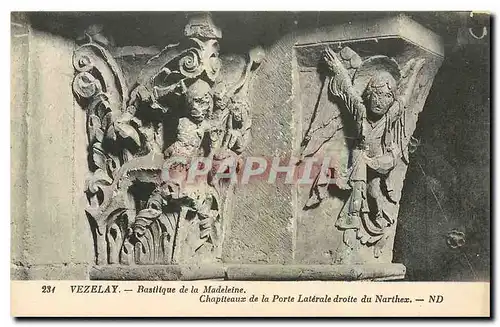 Cartes postales Vezelay Basilique de la Madeleine Chapiteaux de la Porte Laterale droite du Narthex