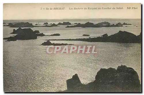 Cartes postales Ile de Brehat Les Rochers du Kerpont au Coucher du Soleil