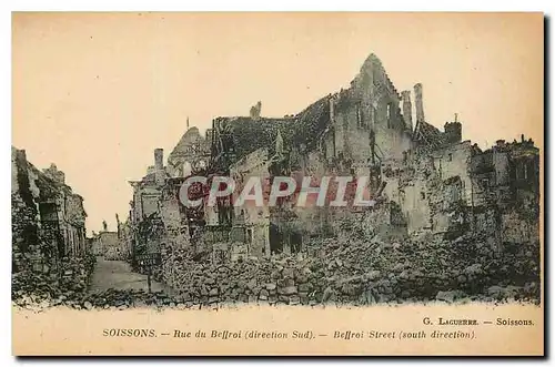 Cartes postales Soissons Rue du Beffroi direction sud Militaria