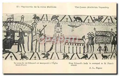 Ansichtskarte AK Tapisserie de la Reine Mathide Bayeux Le corps du roi Edouard est transporte a l'eglise Saint Pi