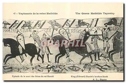 Ansichtskarte AK Tapisserie de la Reine Mathide Bayeux Episode de la mort des freres du roi Harold