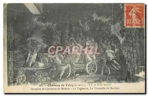 Cartes postales Chateau de Talcy L et C Chambre de Catherine de Medicis La tapisserie Le Triomphe de Bacchus