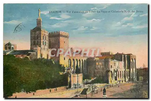 Cartes postales Avignon Vue d'ensemble du Palais des Papes et Cathedrale N D des Doms