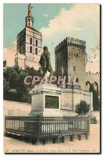 Cartes postales Avignon Statue de Crillon Notre Dame et la Tour Campana