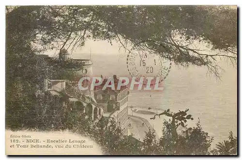 Cartes postales Nice Escalier Lesage et Tour Bellande vue du Chateau