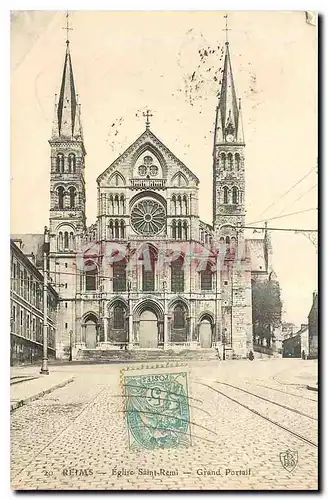 Cartes postales Reims Eglise Saint Remi Grand Portail