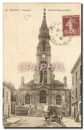 Cartes postales Reims Eglise sainte Genevieve Camion