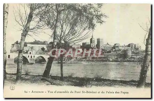 Ansichtskarte AK Avignon Vue d'Ensemble du Pont St Benezet et du Palais des Papes