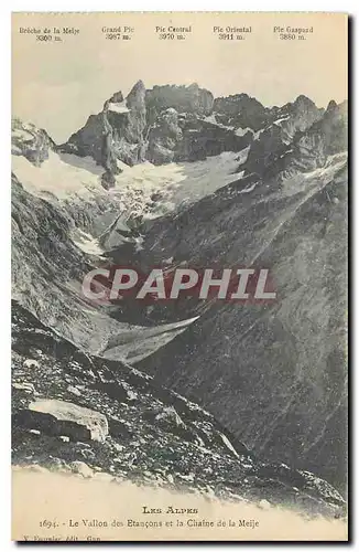 Cartes postales Les Alpes Le Vallon des Etancons et la Chaine de la meije