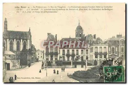 Cartes postales Rennes La Prefecture et le Rue de Faugeres