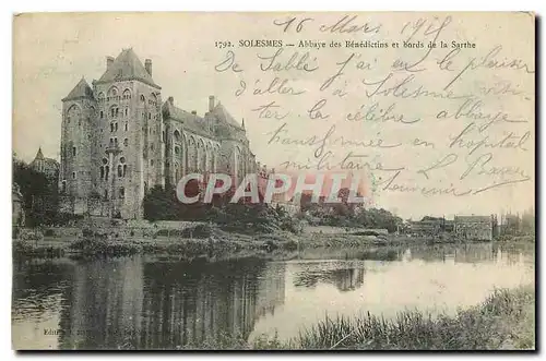 Cartes postales Solesmes Abbaye des Benedictins et bords de la sarthe