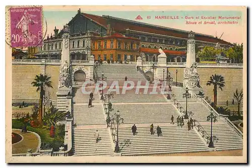 Cartes postales Marseille Gare et Escalier Monumental