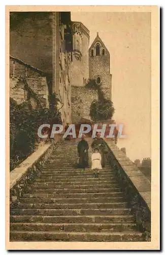 Ansichtskarte AK Le Lot Illustre Rocamadour l'Escalier des Pelerins