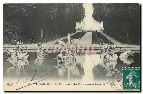 Ansichtskarte AK Versailles Le Parc Allee des Marmousets et Bassin du Dragon