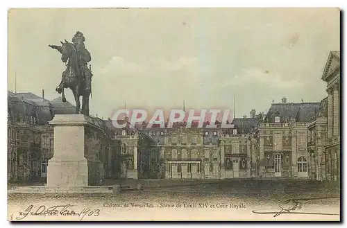 Cartes postales Chateau de Versailles Statue de Louis XIC et Cour Royale