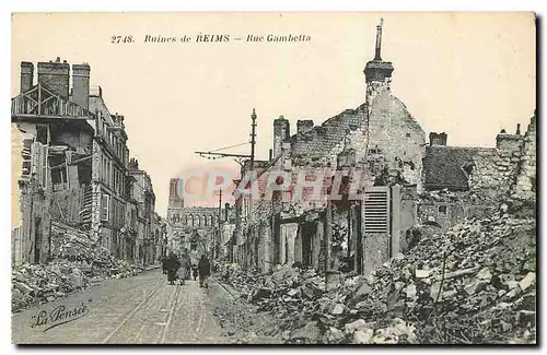 Ansichtskarte AK Ruines de Reims Rue Gambetta