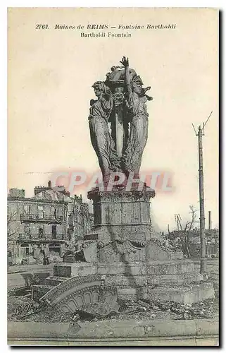 Ansichtskarte AK Ruines de Reims Fontaine Bartholdi