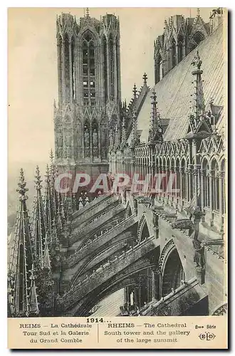 Cartes postales Reims La Cathedrale Tour Sud et la Galerie du Grand Combe