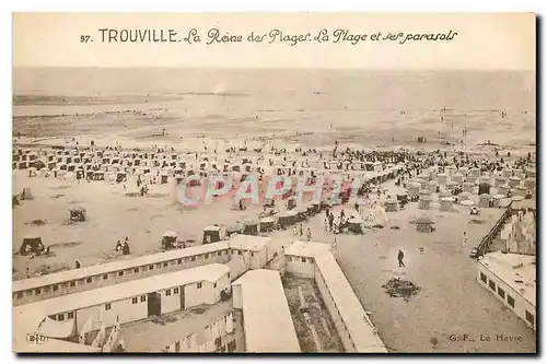 Ansichtskarte AK Trouville La Reine des Plages La Plage et ses parasols