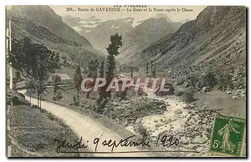 Cartes postales Les Pyrenees Route de Gavarnie Le Gave et la Route apres le Chaos