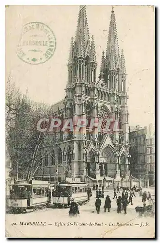 Ansichtskarte AK Marseille Eglise St Vincent de Paul Les Reformes Tramway