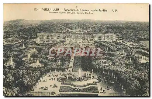 Cartes postales Versailles Panorama du Chateau et des Jardins