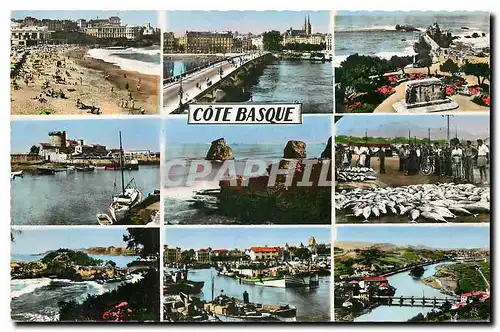 Ansichtskarte AK Cote Basque De G a D Biarritz Bayonne La Grande Plage Le Pont Le Port et Socoa Hendaye Les Deux