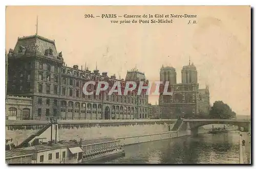 Ansichtskarte AK Paris Caserne de la Cite et Notre Dame vue prise du Pont St Michel