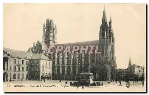 Cartes postales Rouen Place de l'Hotel de Ville et l'Eglise