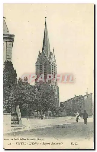 Cartes postales Vittel l'Eglise et Square Bouloumie
